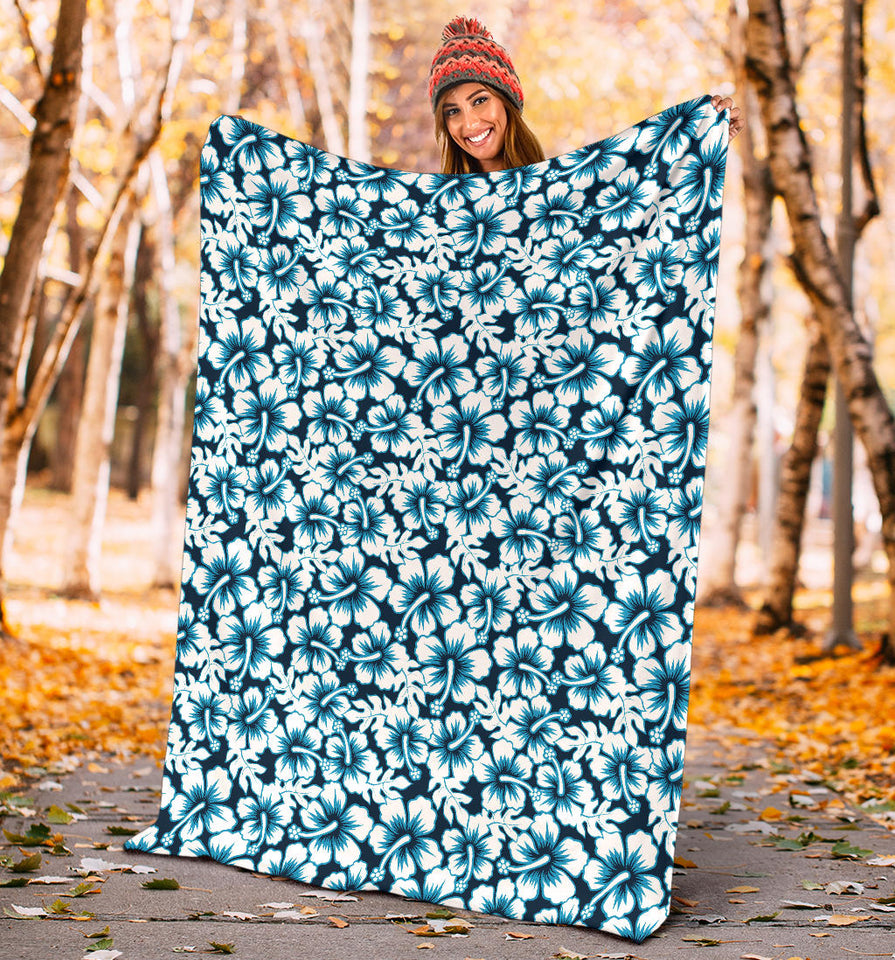 Hibiscus Pattern Print Design 04 Premium Blanket