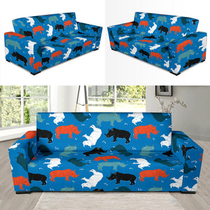 Colorful Rhino Pattern Sofa Slipcover