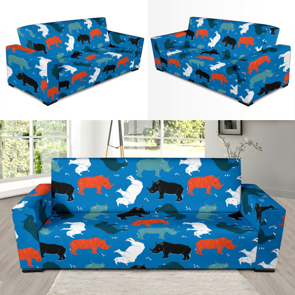 Colorful Rhino Pattern Sofa Slipcover