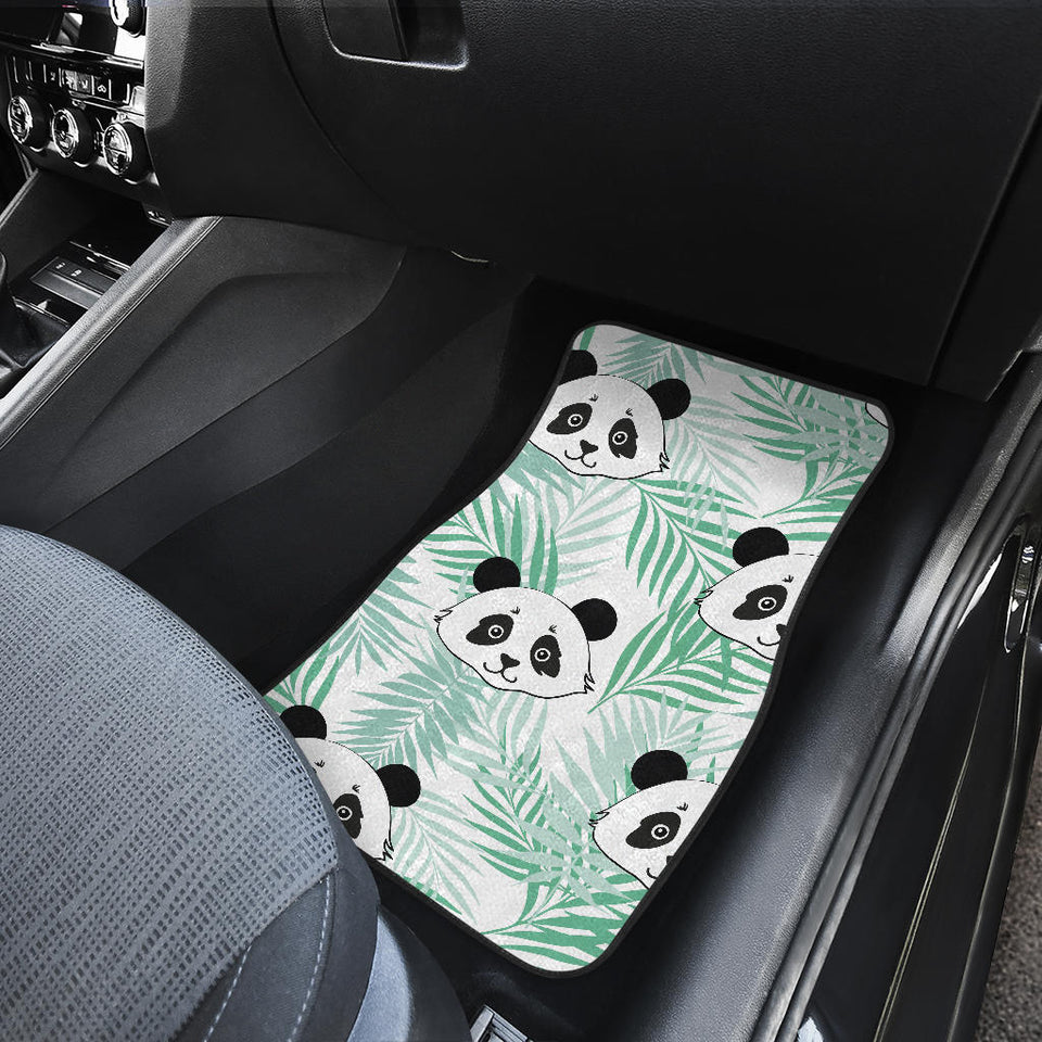 Panda Pattern Tropical Leaves Background Front And Back Car Mats