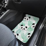 Panda Pattern Tropical Leaves Background Front And Back Car Mats