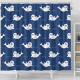 Cute White Baby Sea Lion Seal Pattern Shower Curtain Fulfilled In US