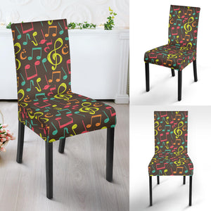 Music Notes Pattern Print Design 05 Dining Chair Slipcover