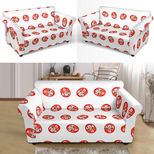 Daruma Japanese Wooden Doll Pattern Loveseat Couch Slipcover