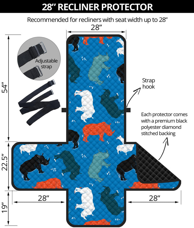 Colorful rhino pattern Recliner Cover Protector