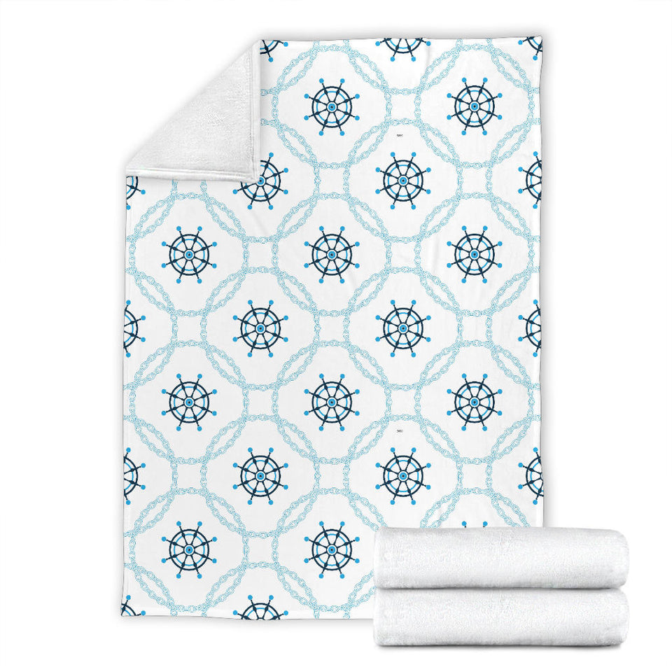 Nautical Steering Wheel Chain Premium Blanket