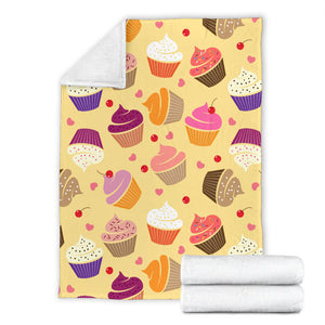 Cake Cupcake Heart Cherry Pattern Premium Blanket