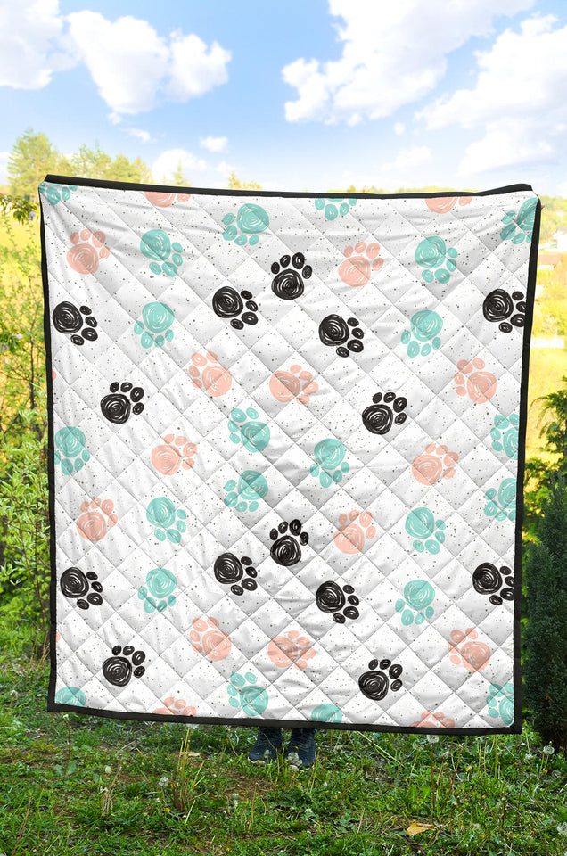 Dog Paws Pattern Print Design 04 Premium Quilt