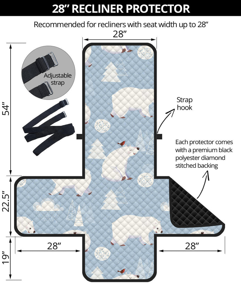 Cute polar bears Christmas decoration pattern Recliner Cover Protector