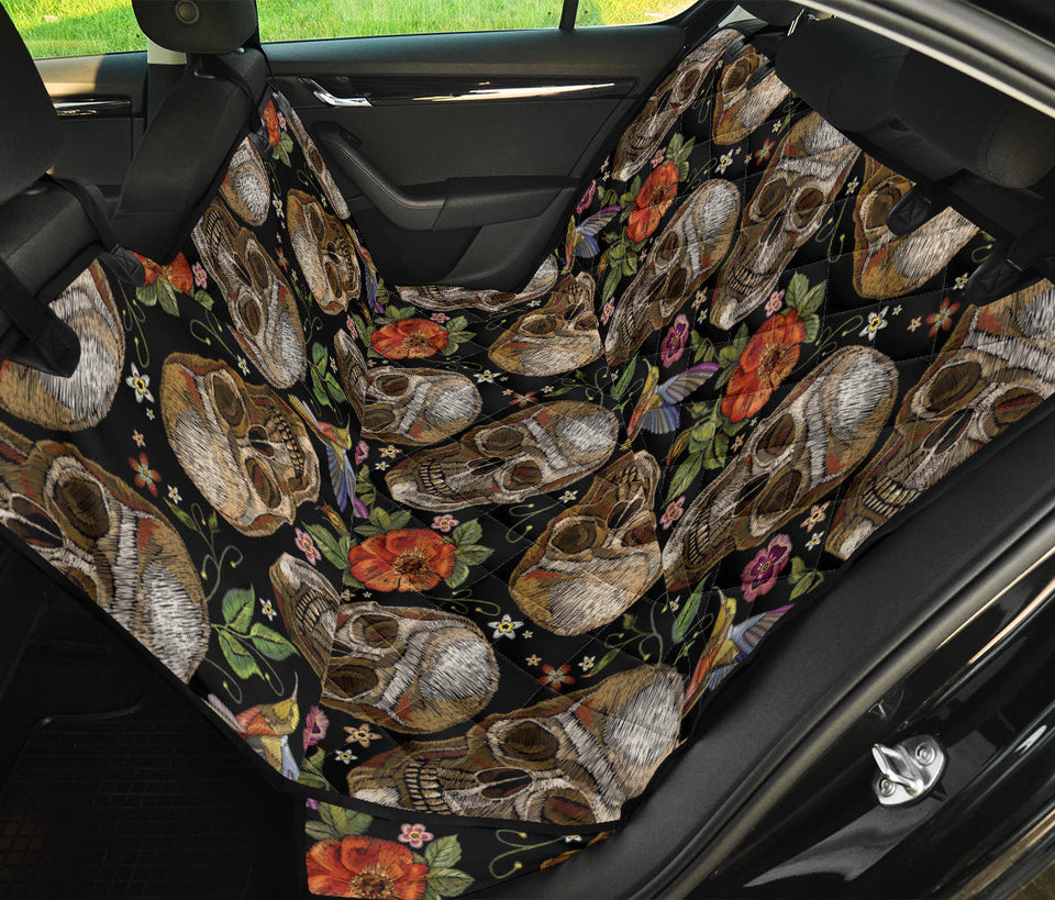 Skull Rose Humming Bird Flower Pattern Dog Car Seat Covers