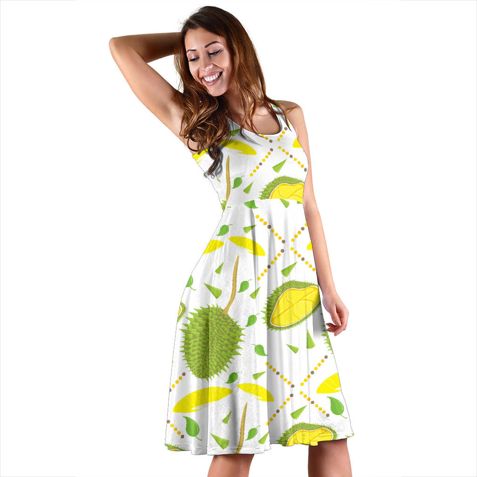 Durian Pattern Background Sleeveless Midi Dress