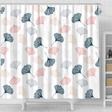 Black Gray Cream Coral Ginkgo Leaves Pattern Shower Curtain Fulfilled In US