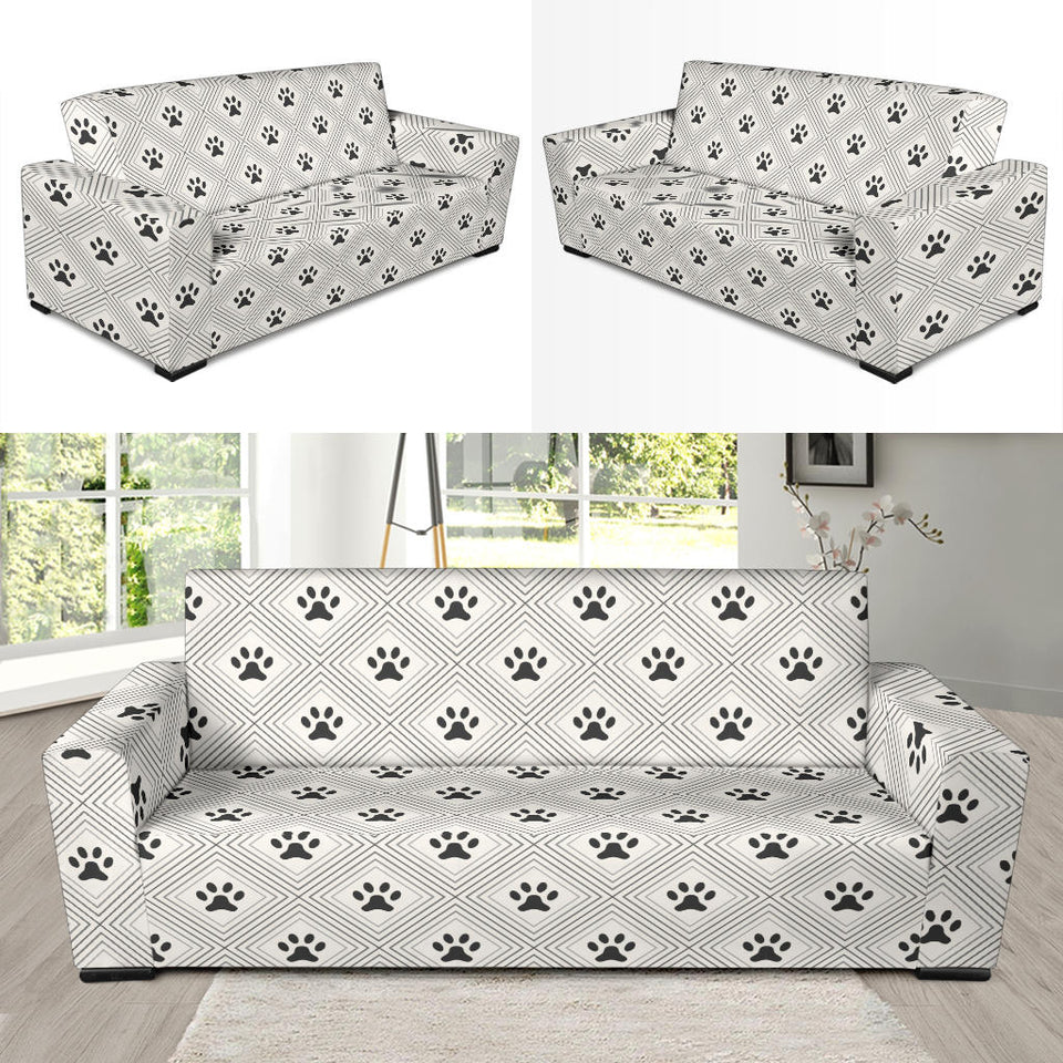 Dog Paws Pattern Print Design 03 Sofa Slipcover