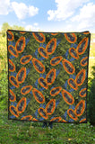 Colorful Papaya Tropical Leaves Premium Quilt