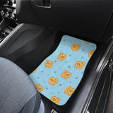 Brown Cute Pomeranian Blue Blackground Front And Back Car Mats