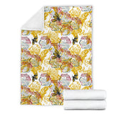 Cool Bee Honeycomb Leaves Pattern Premium Blanket