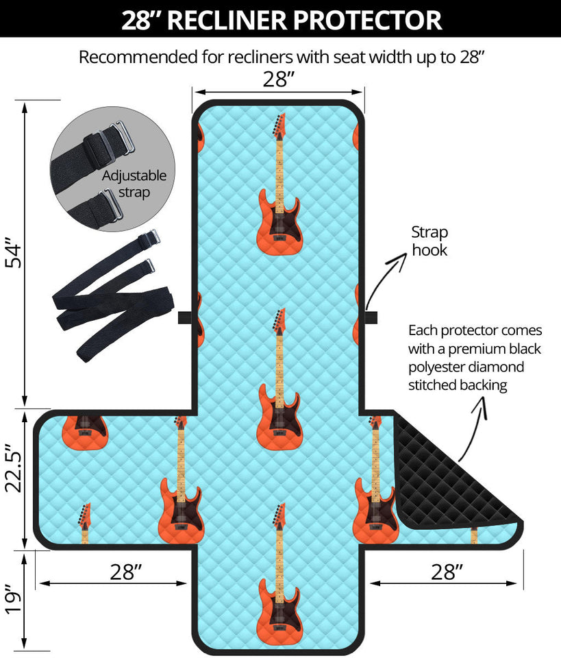 electric guitar pattern light blue background Recliner Cover Protector