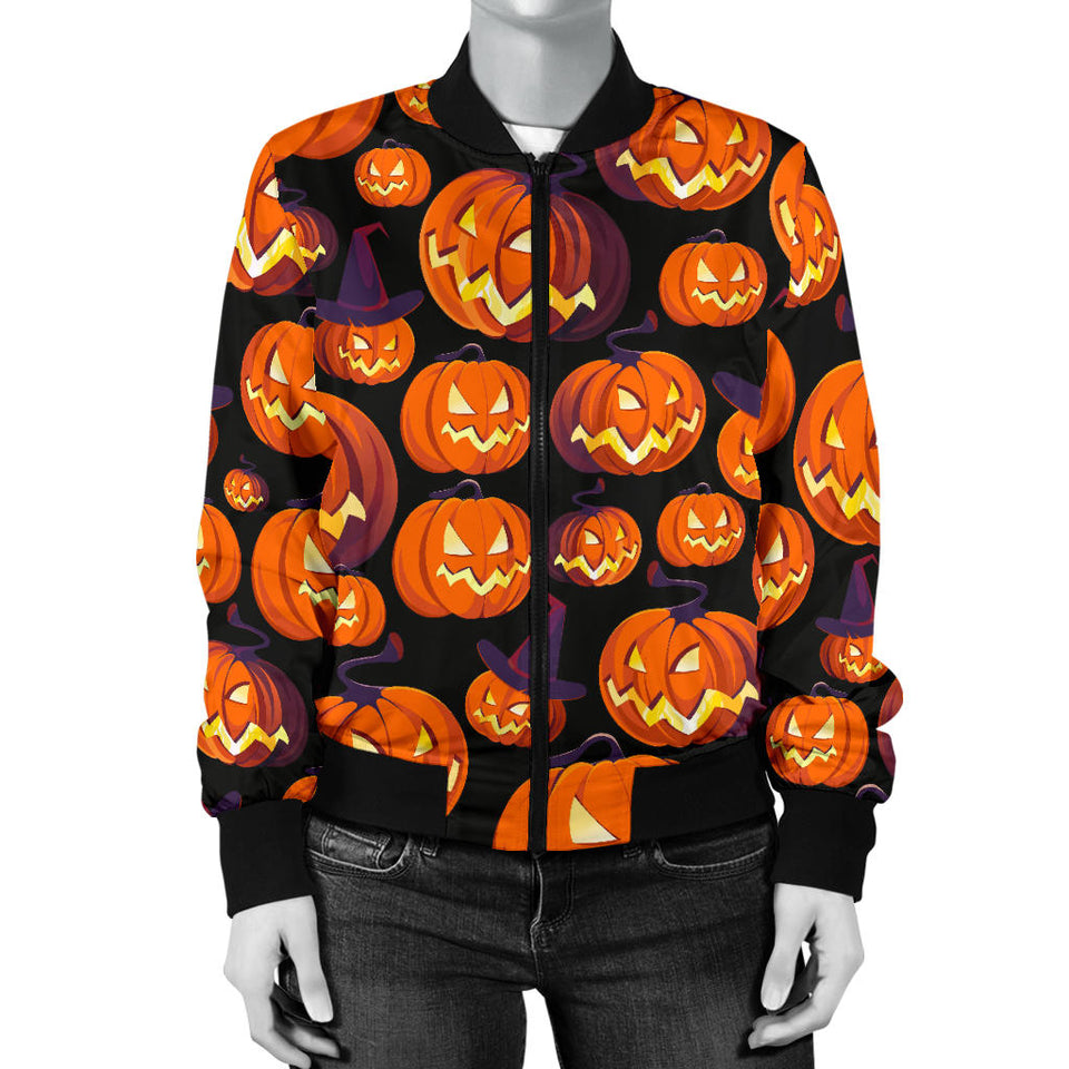Halloween Pumpkin Pattern Women'S Bomber Jacket