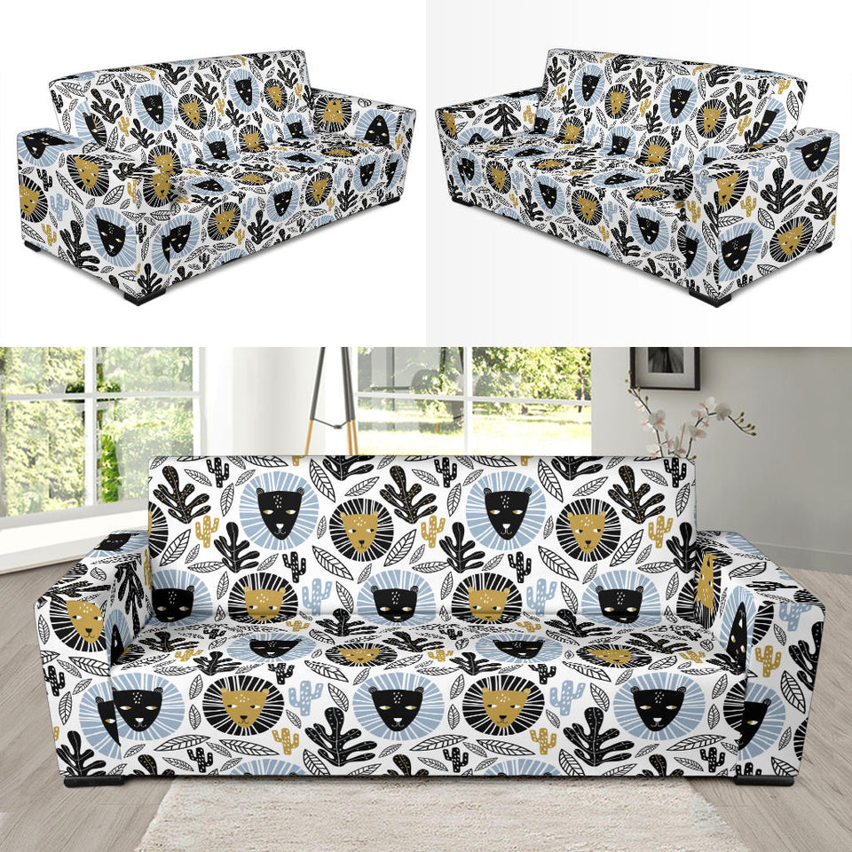 Lion Pattern Print Design 05 Sofa Slipcover