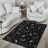 Hand Drawn Space Rocket Star Planet Area Rug