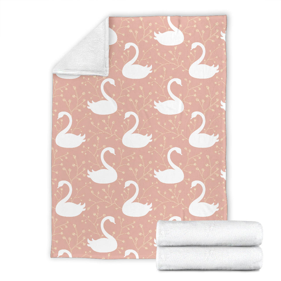 Swan Flower Light Pink Background Premium Blanket