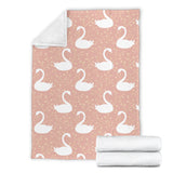 Swan Flower Light Pink Background Premium Blanket