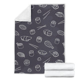 Sushi Pattern Black Background Premium Blanket