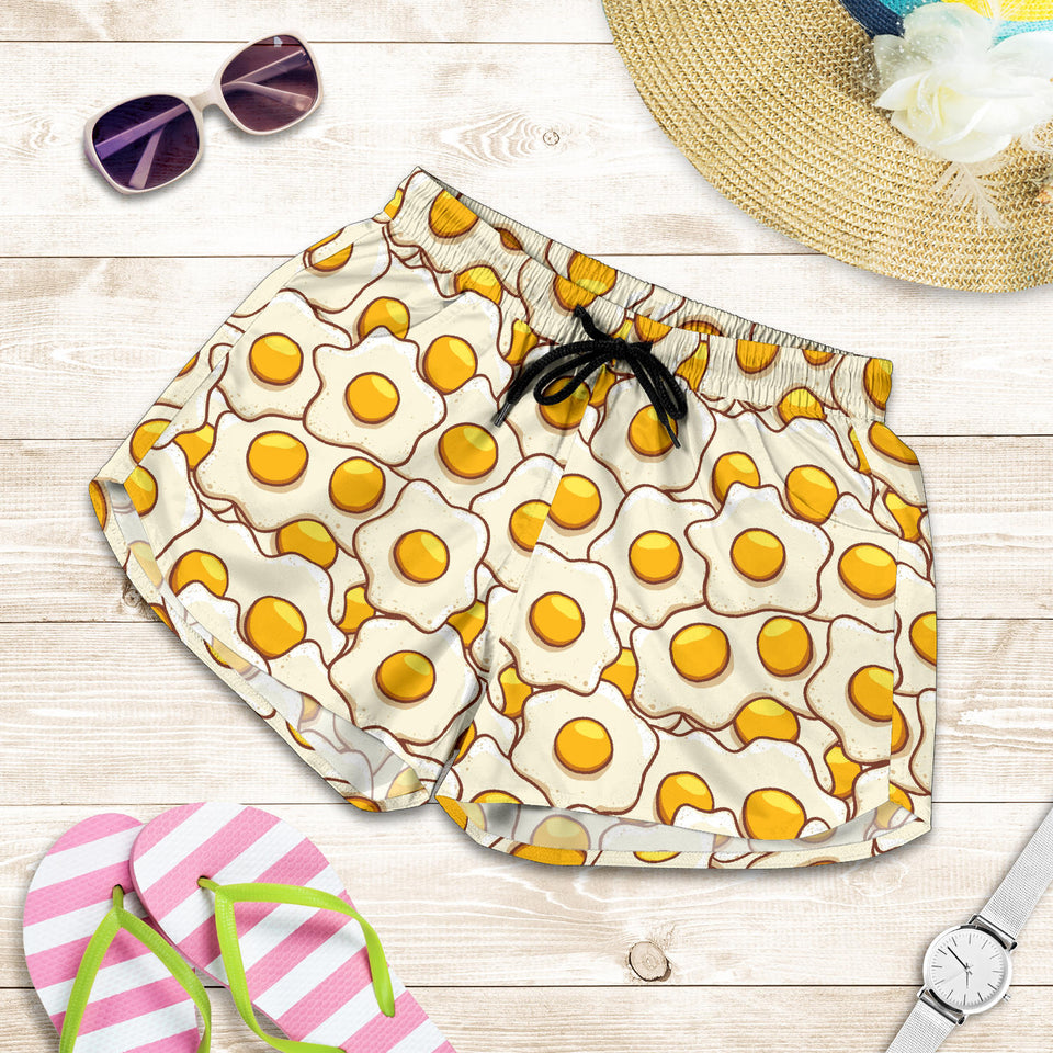 Fried Eggs Pattern Print Design 02 Women Shorts