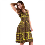 Egypt Hieroglyphics Pattern Print Design 03 Sleeveless Midi Dress