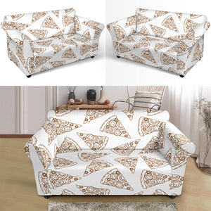 Hand Drawn Pizza Pattern Loveseat Couch Slipcover