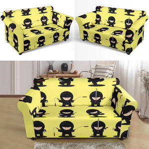 Cute Ninja Yellow Background Loveseat Couch Slipcover