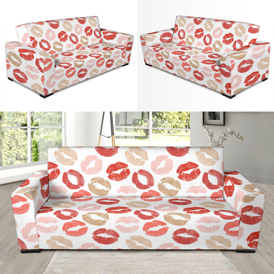 Lips Pattern Print Design 04 Sofa Slipcover