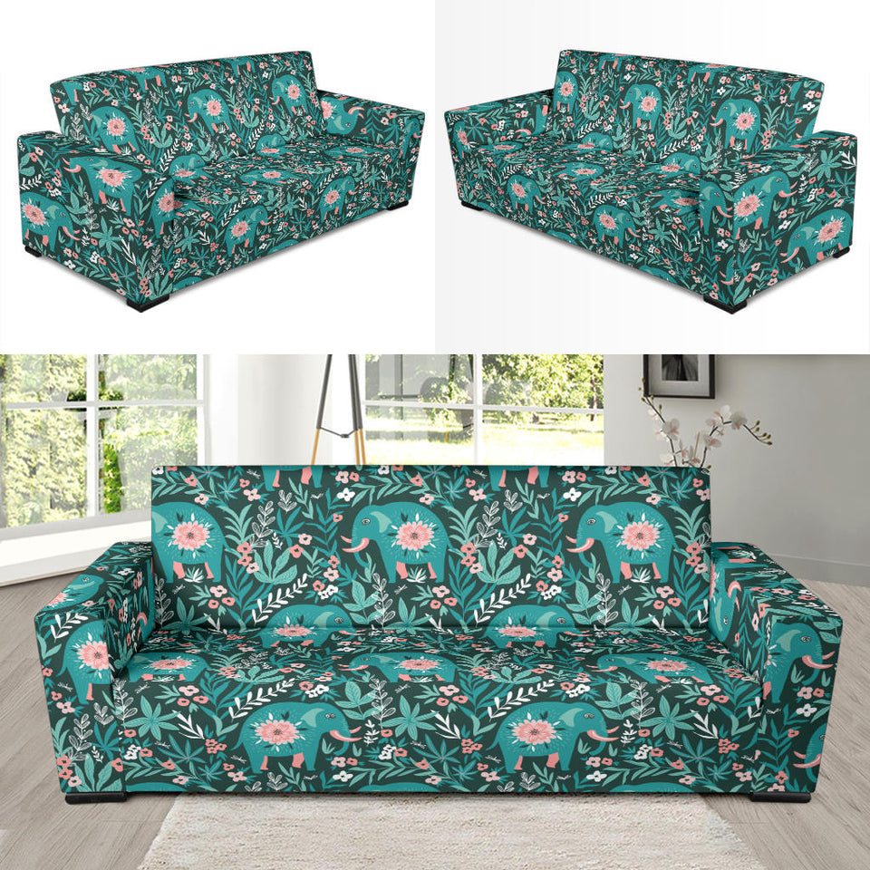 Elephants Jungle Pattern Sofa Slipcover