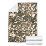 Monkey Tropical Leaves Background Premium Blanket