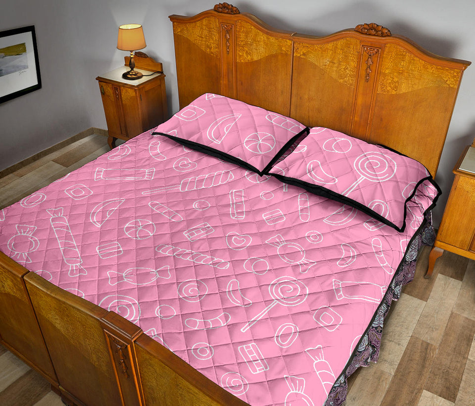 Sweet candy pink background Quilt Bed Set