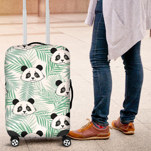 Panda Pattern Tropical Leaves Background Luggage Covers