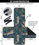 Raccoon tropical leaves pattern Chair Cover Protector