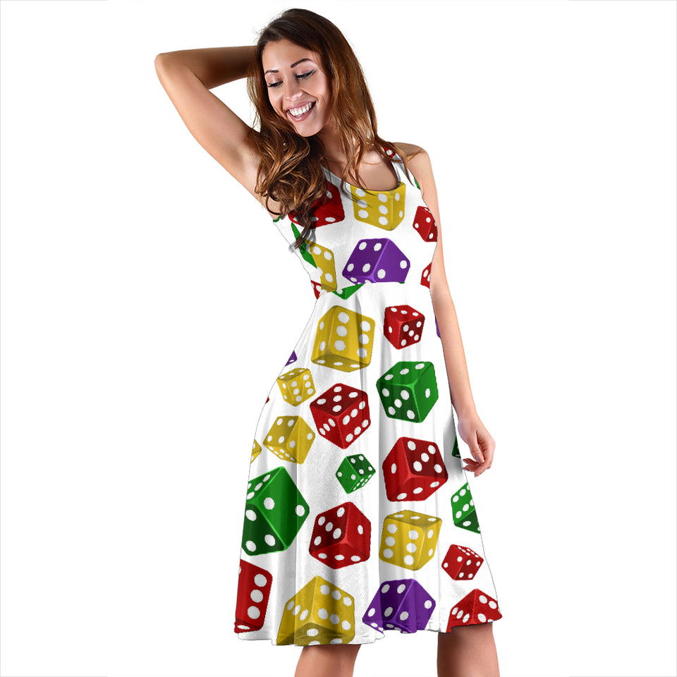 Dice Pattern Print Design 03 Sleeveless Midi Dress