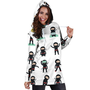 Cute Ninja Katana Sword Pattern Women'S Hoodie Dress