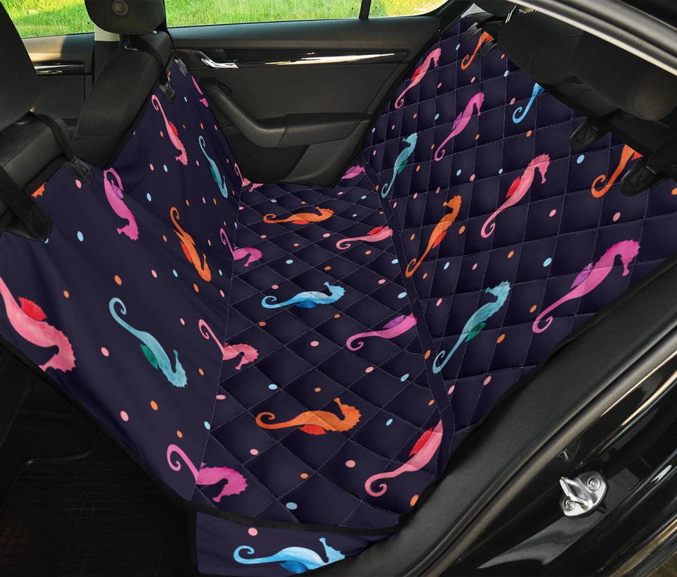 Watercolor Colorful Seahorse Pattern Dog Car Seat Covers