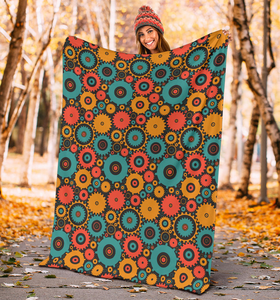 Gear Pattern Print Design 01 Premium Blanket