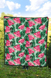 Watermelons Tropical Palm Leaves Pattern Premium Quilt