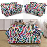 Colorful Zebra Skin Pattern Loveseat Couch Slipcover