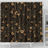 Gold Peacock Feather Pattern Shower Curtain Fulfilled In US