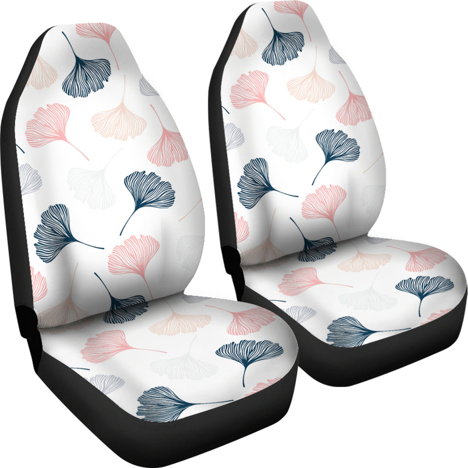 Black Gray Cream Coral Ginkgo Leaves Pattern Universal Fit Car Seat Covers