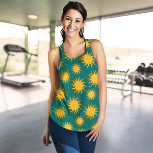 Sun green background Women Racerback Tank Top