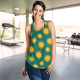 Sun green background Women Racerback Tank Top