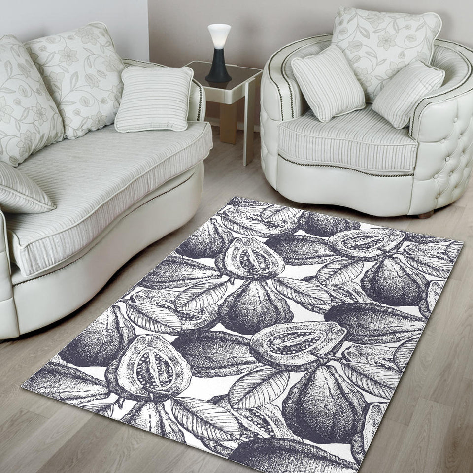 Guava Tropical Hand Drawn Pattern Area Rug