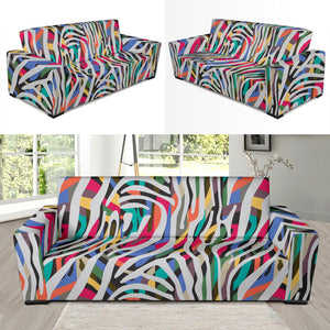 Colorful Zebra Skin Pattern Sofa Slipcover