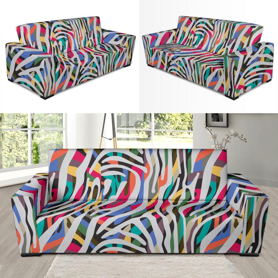 Colorful Zebra Skin Pattern Sofa Slipcover